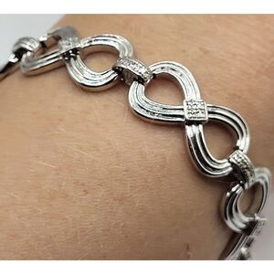PAJ Infinity Link Bracelet Silver Tone Classy Elegant 7.5in